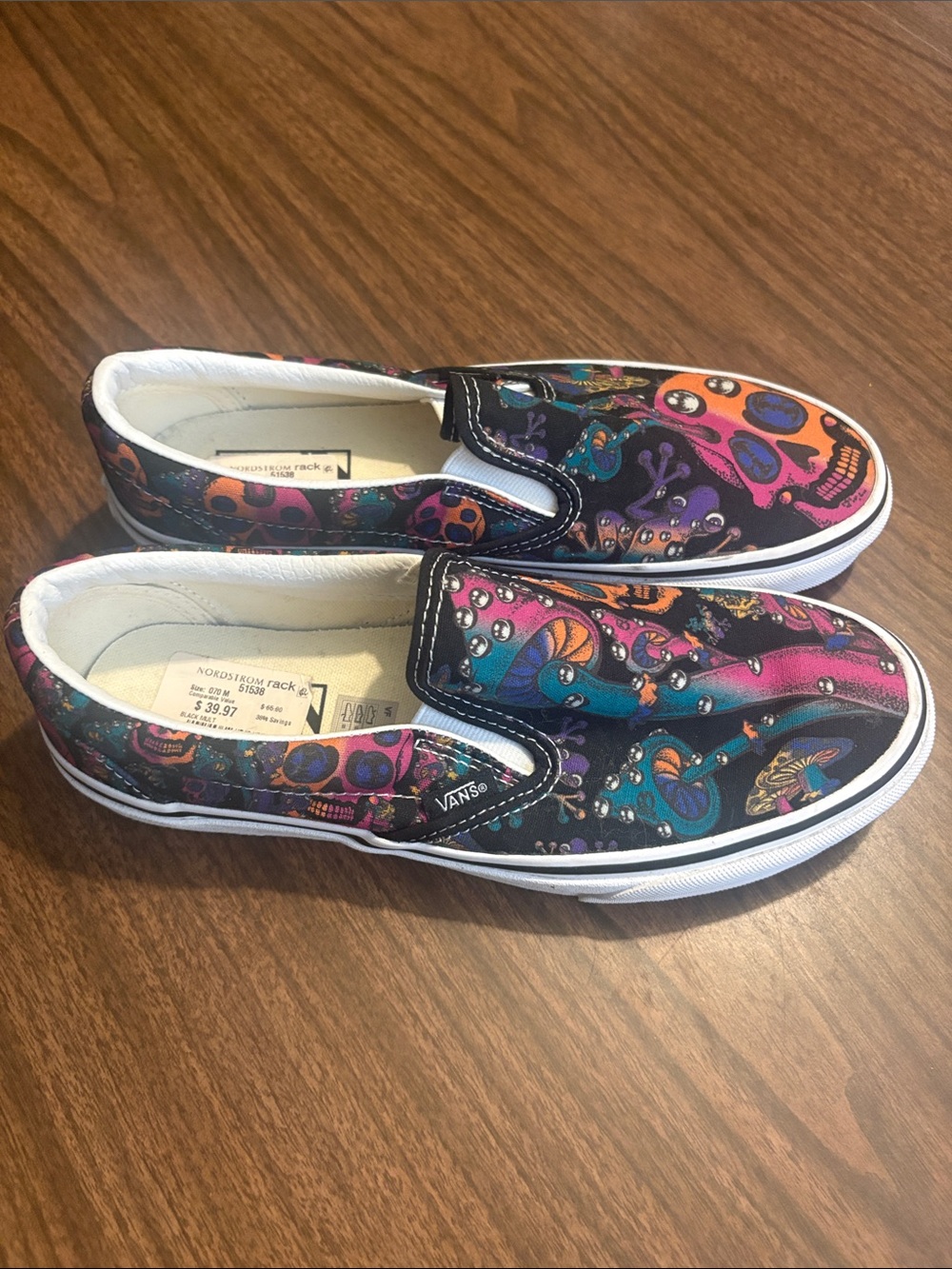 NEW Vans Trippy Drip Mushroom Skull Slip-On Sneakers Shoes Men 7 Women 8.5
